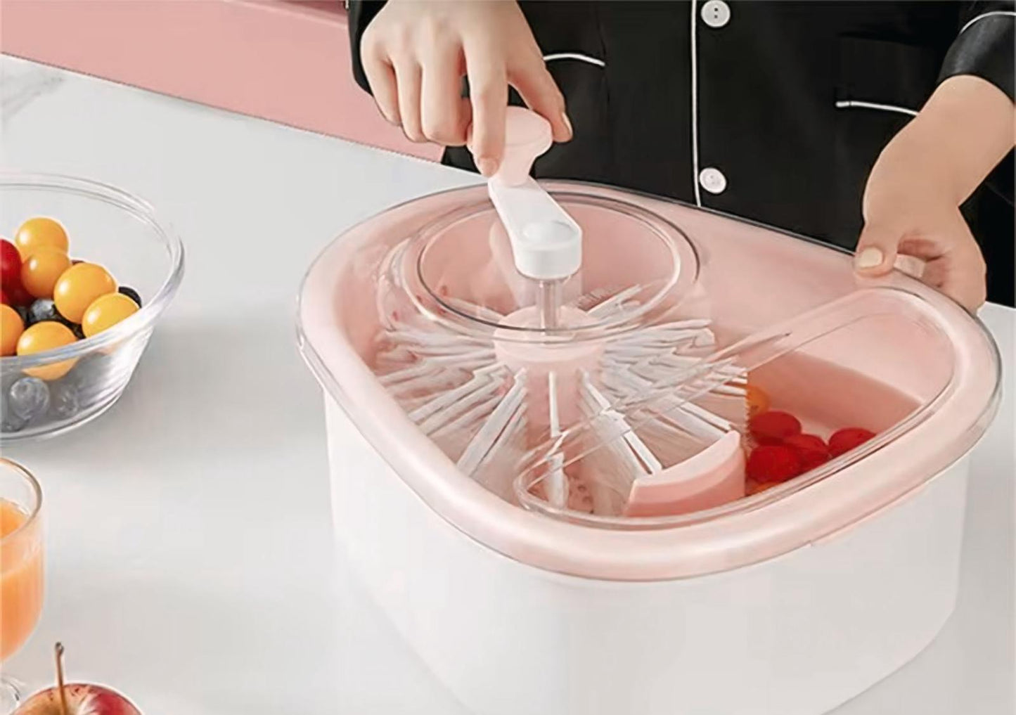 Manual Fruit Washer & Spinner – Quick and Easy Fruit Cleaning