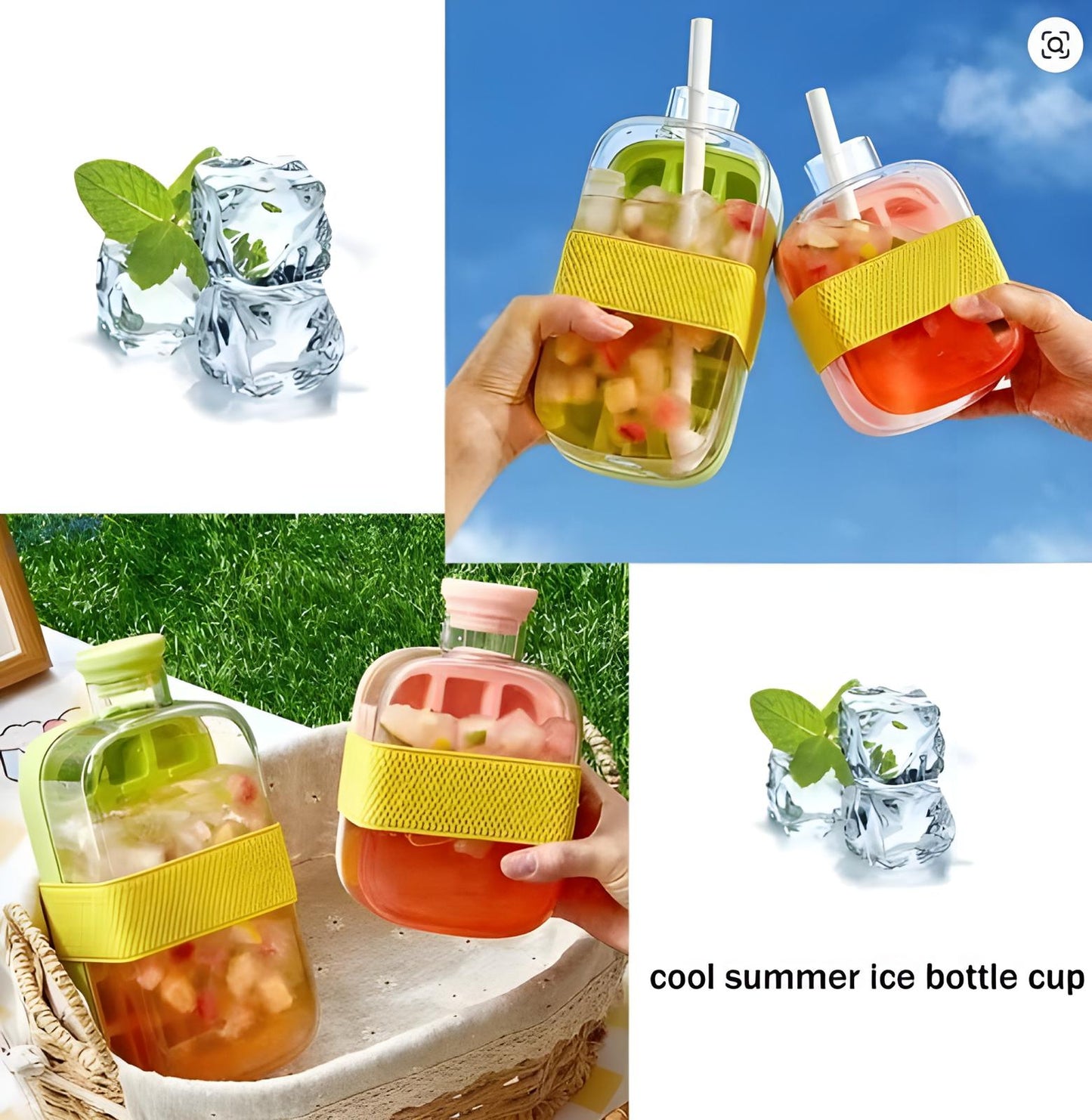 Portable Ice Cube Maker Bottle – 2-in-1 Ice Tray & Water Bottle
